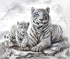 White Tiger & Cub Painting
